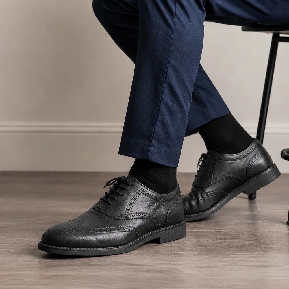 Cole Haan Zerogrand Wingtip Oxford Black Leather Shoes Mens 11.5 M